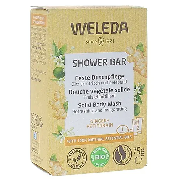 Weleda Shower Bar Douche Végétale Solide Ginger & Petitgrain Bio 75g