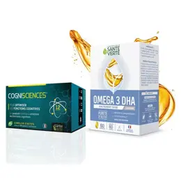 Santé Verte Pack Cognisciences et Omega 3 DHA Mémoire et Concentration