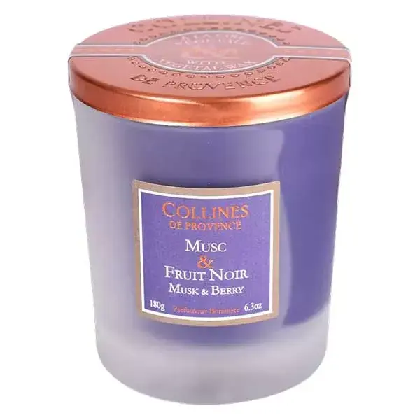 Collines de Provence Bougie Parfumée Musc & Fruit Noir 180g