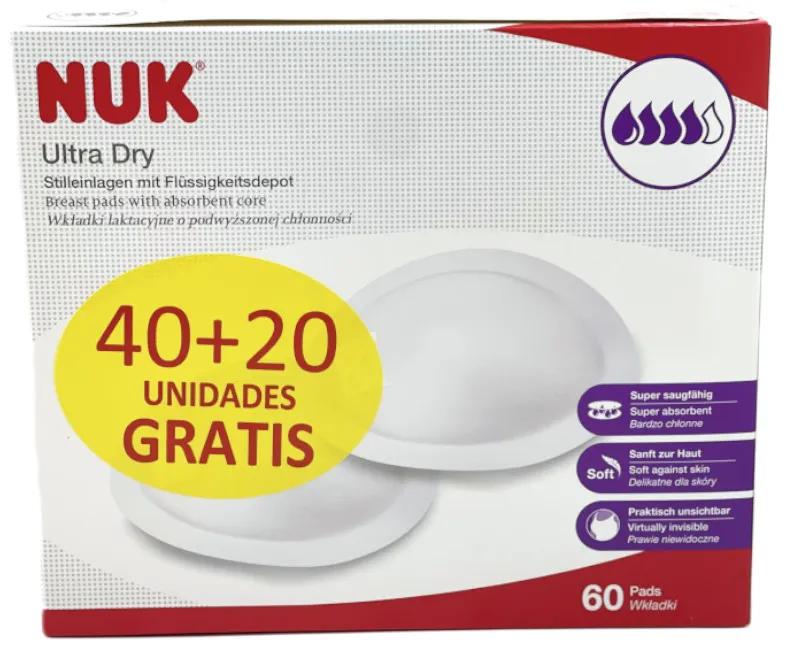 Coussinets d&#39;allaitement Nuk Ultra Dry 40 unités + 20 unités GRATUITES