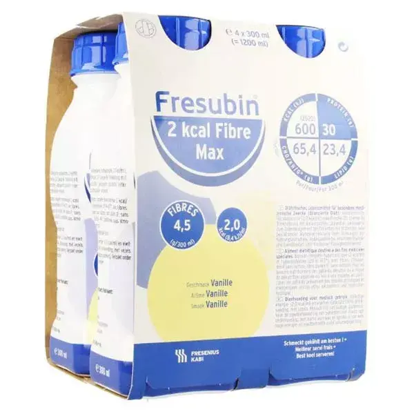 Fresenius Fresubin Max 2 Kcal Fibre Drink Vanille Aliment Liquide 4 x 300ml