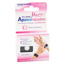 Sea-Band Maman Grossesse Bracelet Anti-Nausées Noir 2 unités