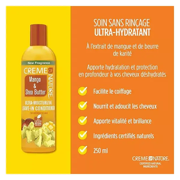 Creme of Nature, CNI, Soin sans rinçage ultra-hydratant à la mangue, 250ml
