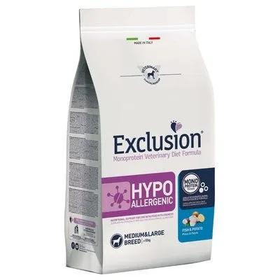 Exclusion Monoprotein Veterinary Diet Formula Hypoallergenic Crocchette Pesce/Patate Per Cani Taglia Media/Grande Sacco 12Kg