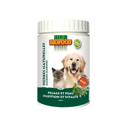 Biofood Herbes Naturelles Pelage et Peau Digestion et Vitalité Chien et Chat 125g