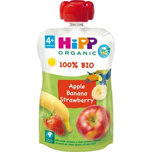HiPP Pouches of Apple, Banana and Strawberry +4m BIO 100 gr