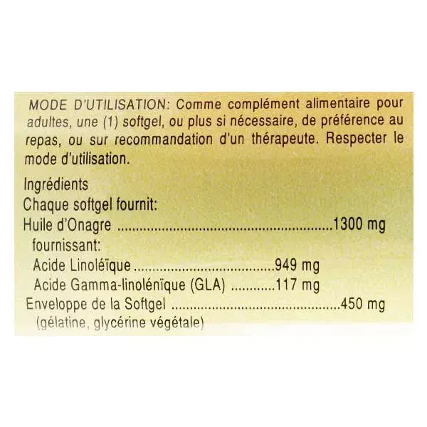 Solgar aceite de onagra 1300 mg 60 cpsulas