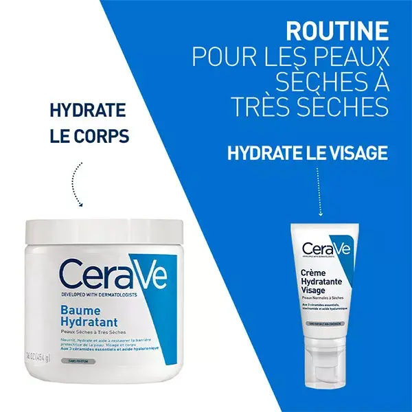 CeraVe Routine Viso e Corpo Pelli Secche Balsamo Idratante 454 ml & Crema Idratante Viso 52ml