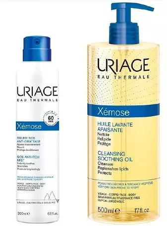Uriage Xémose Reinigungsöl 500 ml + SOS Anti-Juckreiz-Nebel 200 ml