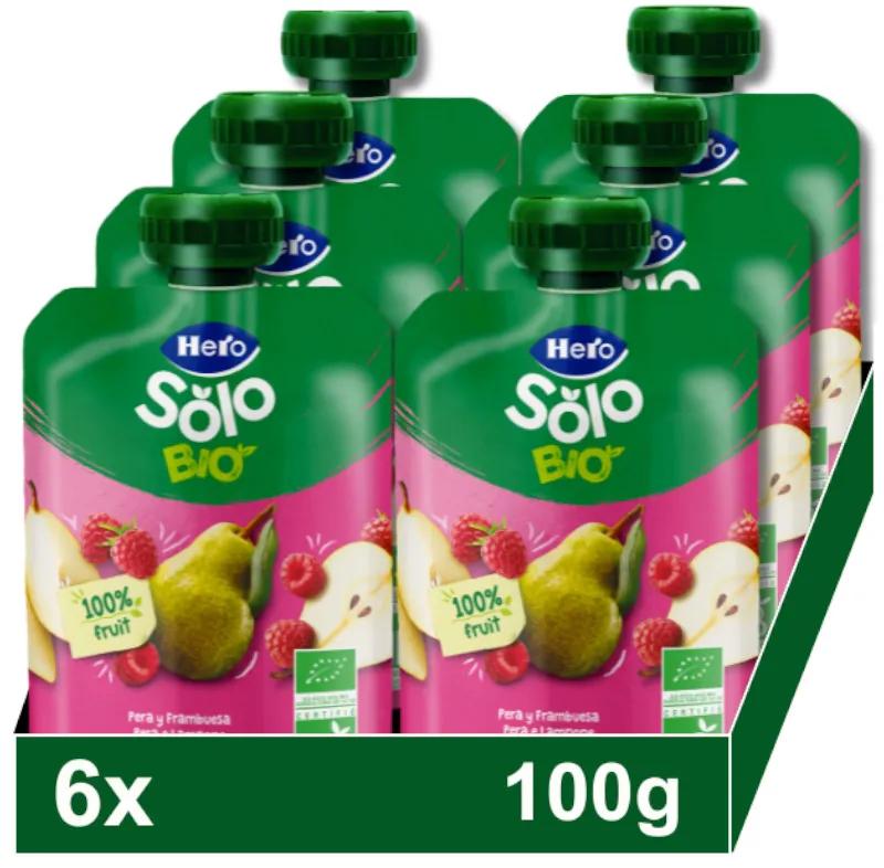 Hero Solo Bio Poire et Framboise Sachet +4m 6x100 gr