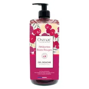 Osmaé Gel Douche Surgras Bio Pétillantes Baies Rouges Flacon Pompe 1L