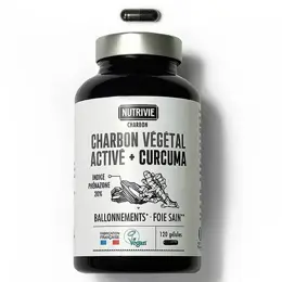 Nutrivie Charbon Végétal Activé Curcuma Végan 120 gélules