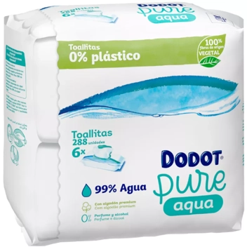 Dodot Toallitas Pure Aqua para Bebé, 99% Agua, 100% Fibras de