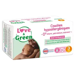 Love & Green Couches Hypoallergéniques T3 4-9kg 52 couches