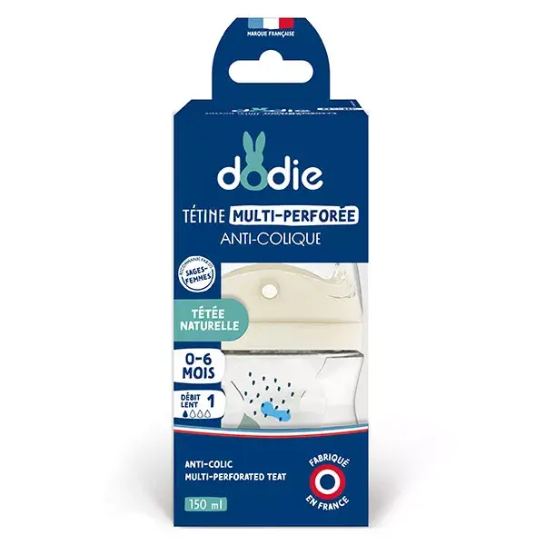 Dodie Biberon Tétine Multi-Perforée Anti-Colique Bleu 150ml