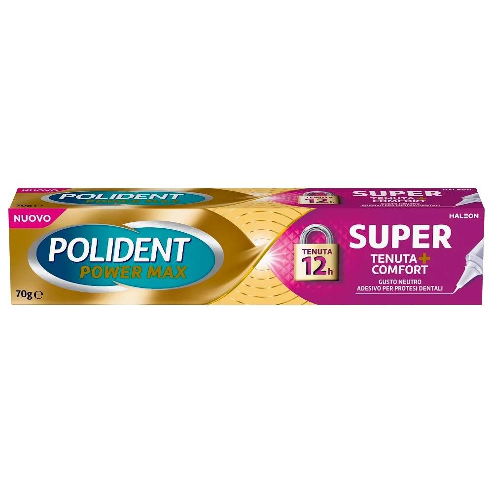 Polident Super Tenuta + Comfort Adesivo per Protesi Dentale Tenuta giornaliera Gusto neutro 70g