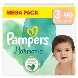 Pampers Harmonie Couches Taille 3 90 Couches 6kg - 10kg Protection Douce Pour La Peau