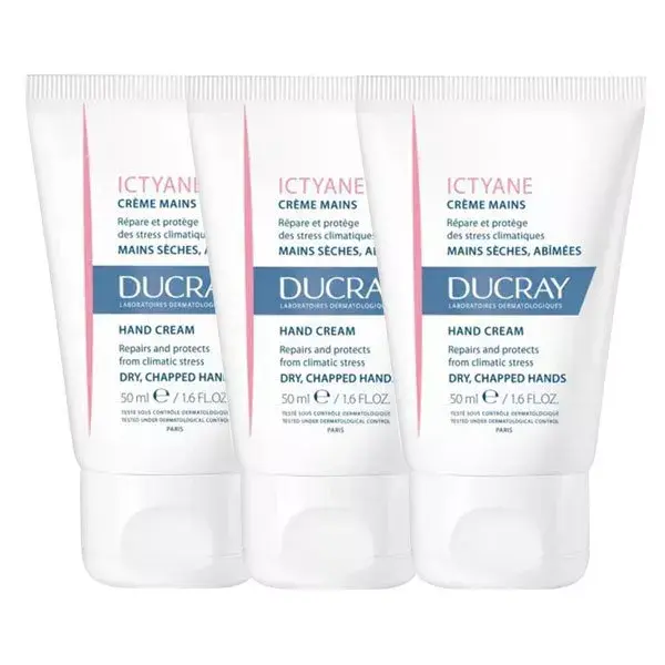 Ducray Ictyane Crème Mains Lot de 3 x 50ml