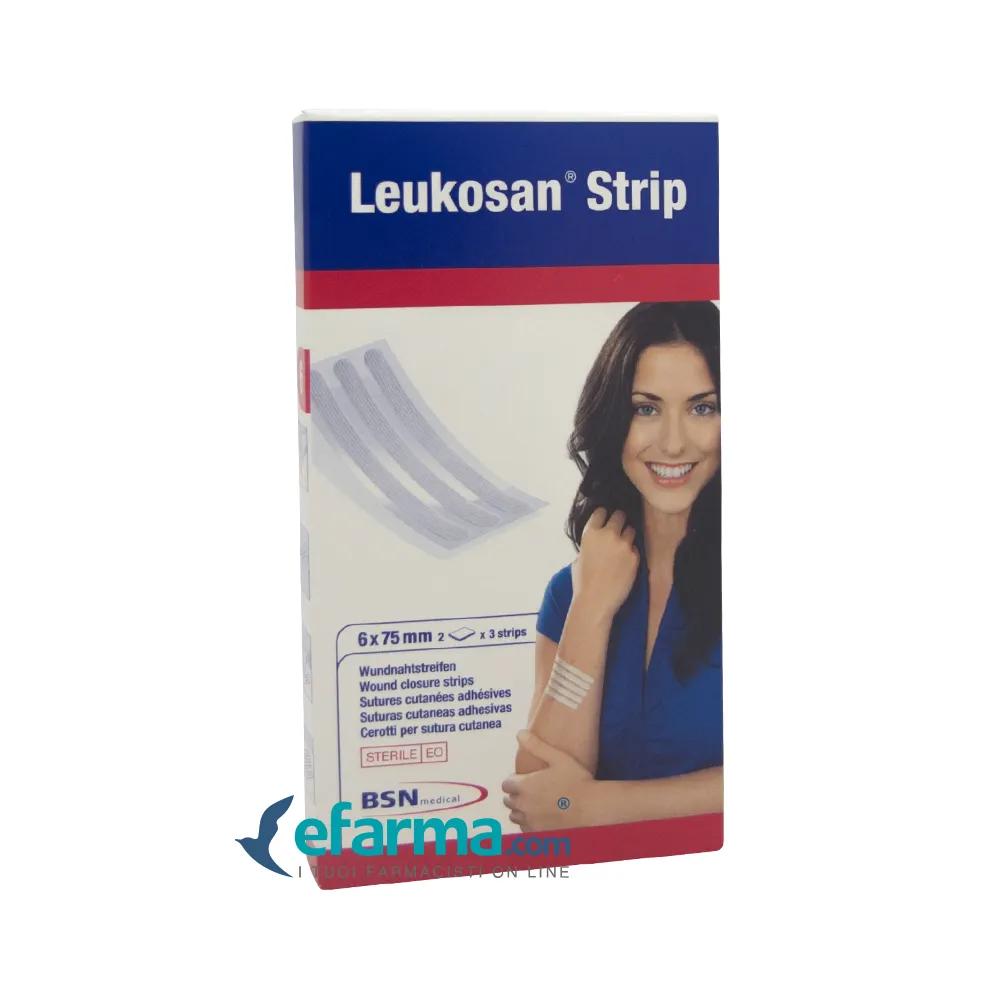 Leukosan Strip Cerotti per Sutura Cutanea 6x75 mm 2 Buste Con 3 cerotti