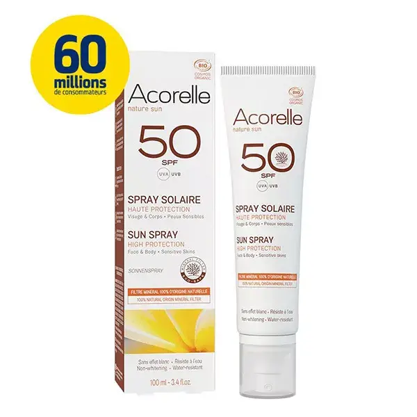 Acorelle Nature Sun Organic Sun Protection Spray for Sensitive Skin and Children SPF50 100ml