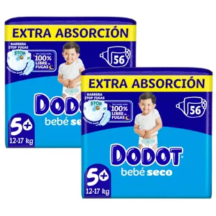Dodot Dry Baby Diapers T5+ (12-17 Kg) 2x56 units