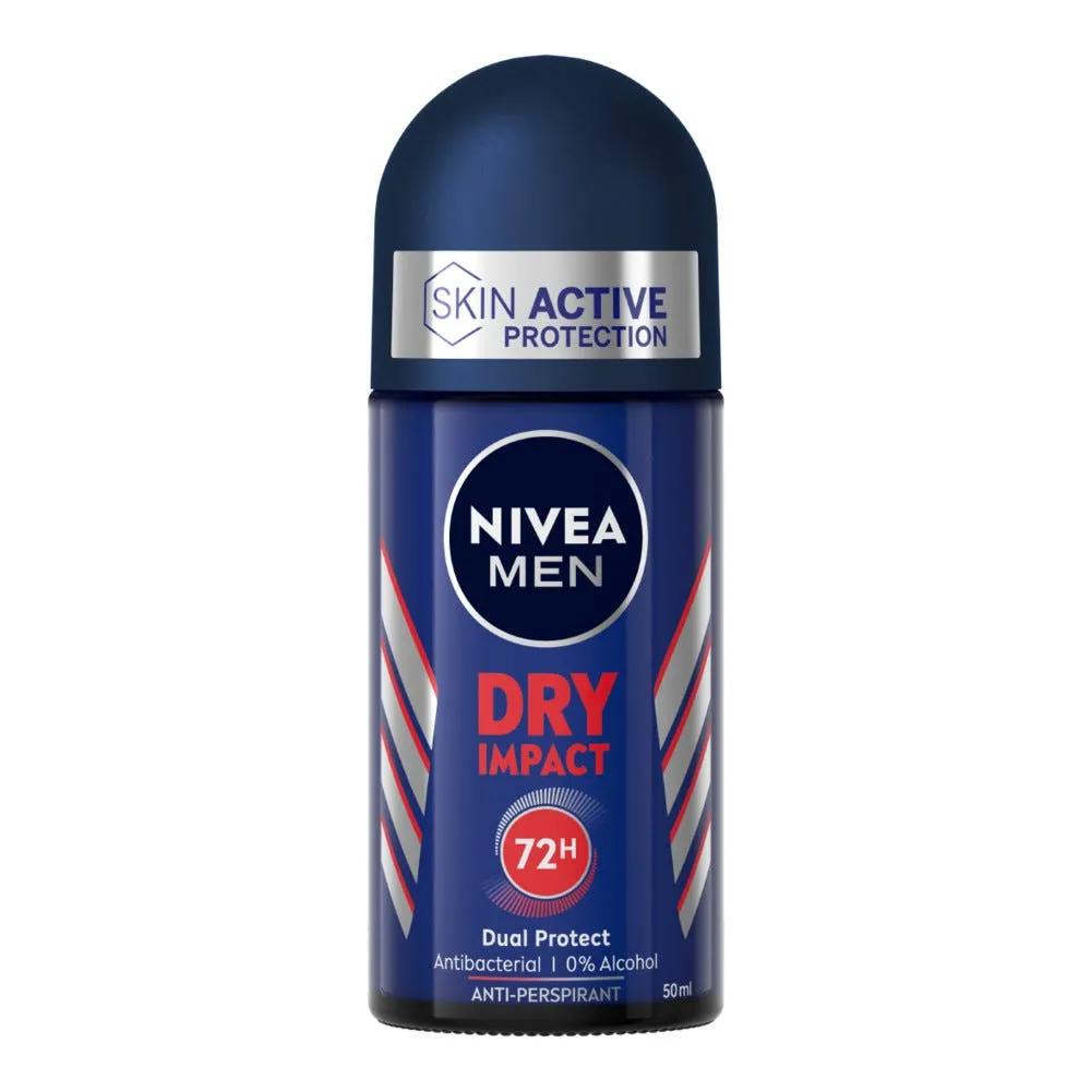 Nivea Men Dry Impact Deodorante Roll On Uomo 72h Di Protezione Antitraspirante 50 ml