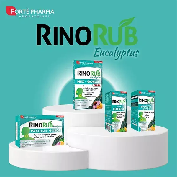Forté Pharma RinoRub Cold Nose Cough Throat Eucalyptus 15 tablets
