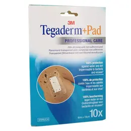 3M Tegaderm + Pad Pansement Transparent Stérile 9 x 10cm 10 unités