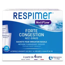 Respimer Netiflow Recharge pour Irrigation NasaleEau de mer Nez Sinus 16 Sachets