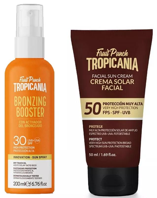 Tropicania Aceite Acelerador del Bronceado SPF30 200 ml + Protector Solar Facial SPF50 50 ml 