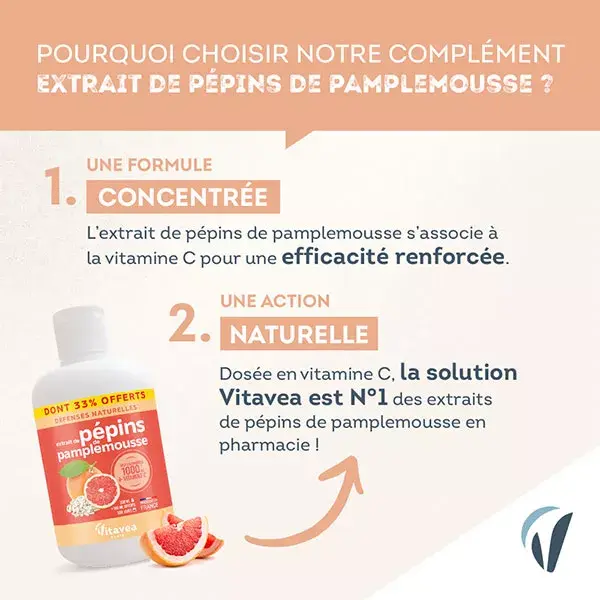 Vitavea Extrait de Pépins de Pamplemousse & Vitamine C Défenses Naturelles 200ml
