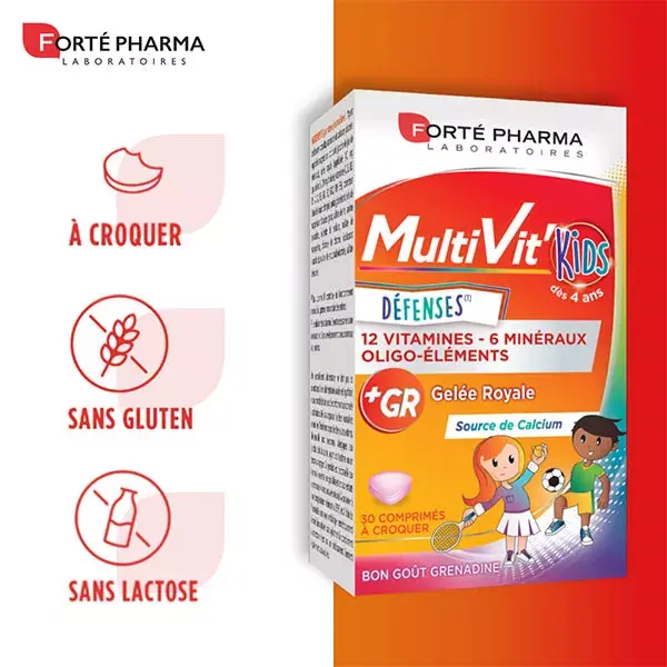 Forté Pharma Multivit' Kids Défenses Vitamines Enfants 30 comprimés à croquer