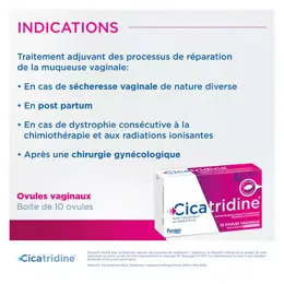 Cicatridine Ovules Vaginaux Cicatrisation et Secheresse Intime 10 unités