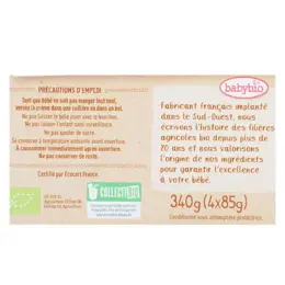 Babybio Desserts Lactés Gourde Crème Semoule Cacao +8m Bio 4 x 85g