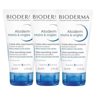 Bioderma Atoderm Crema Riparatrice Mani & Unghie Lotto di 3 x 50ml