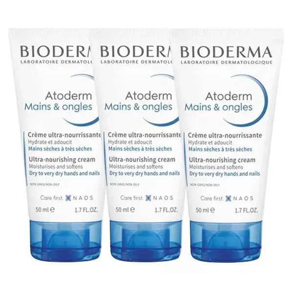 Bioderma Atoderm Crème Réparatrice Mains & Ongles Lot de 3 x 50ml