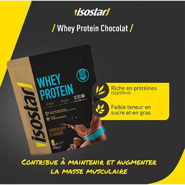 Isostar Whey Protein Poudre Boisson Protéinée Chocolat 570g