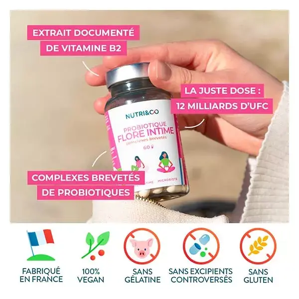 Nutri&Co Probiotique Flore Intime Confort & Santé Vaginale 60 gélules