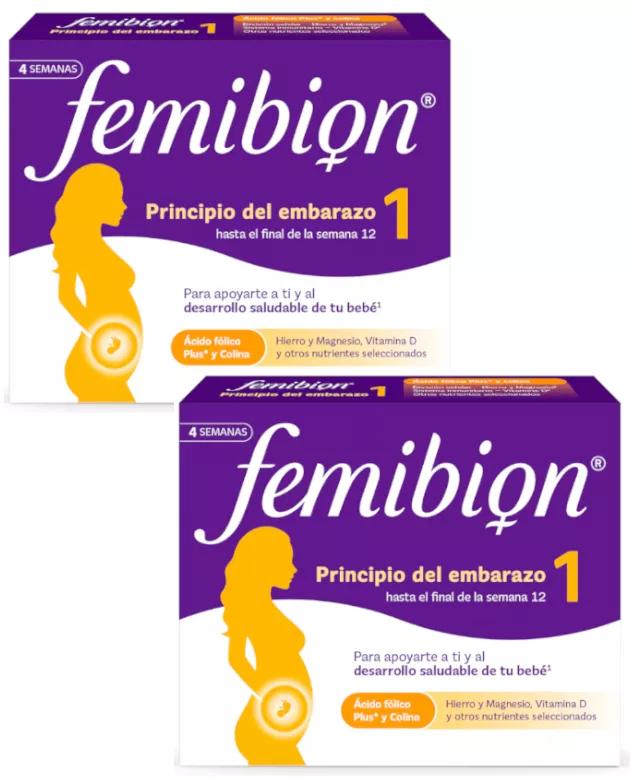 Femibion ​​​​1 Premier trimestre de grossesse, semaines 1 à 12, acide folique plus et vitamines 2x28 comprimés