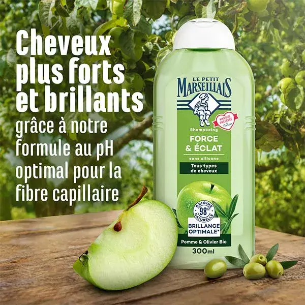 Le Petit Marseillais Shampooing Force Éclat Pomme Olivier Bio 300 ml