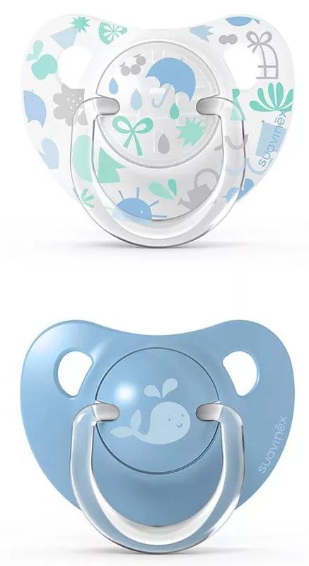 Suavinex Memories Anatomical Latex Pacifier + 18m Blue 2Uds