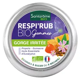 Santarome Bio Respir'Rub Gommes Bio Gorges irritées Propolis 45 gr