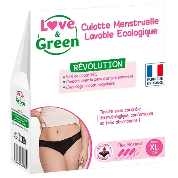 Love & Green Culotte Menstruelle Lavable Ecologique Taille 44 Flux Normal