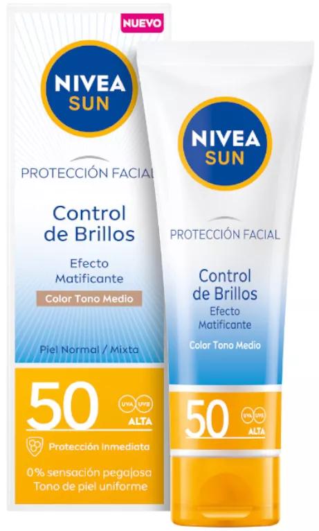 Nivea Sun Control Brillos Color Tono Medio SPF50 50 ml