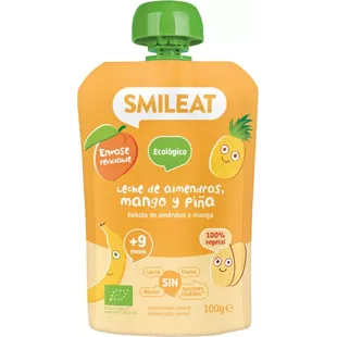 Smileat Pouch Leche de Almendra, Mango y Piña ECO +9m 100 gr