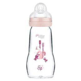 MAM Biberon Verre +2m Oiseau Rose 260ml