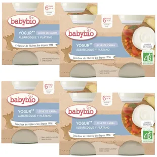 Babybio Yaourt Abricot et Banane au Lait de Chèvre +6m 130 gr 4x2 unités