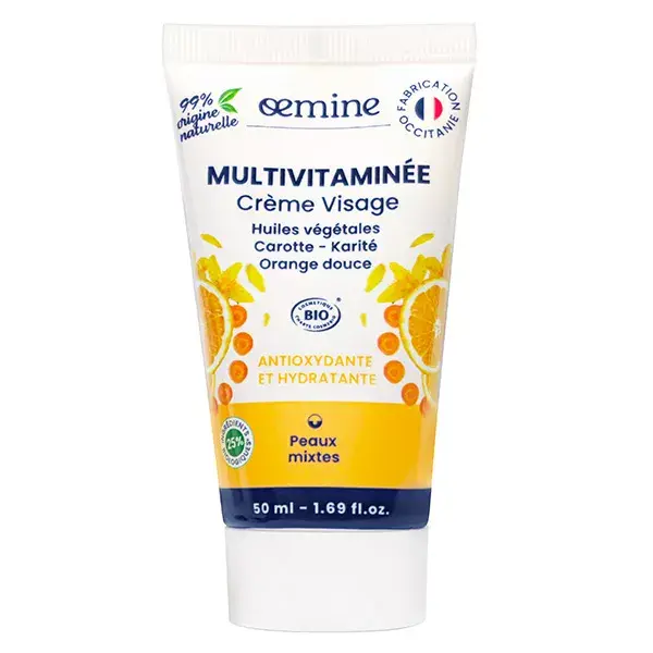 Oemine Multivitaminée Crème Visage Bio Antioxydante et Hydratante Peaux Mixtes 50ml