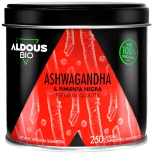 Aldous Bio Ashwagandha au Poivre Noir Bio 250 Gélules