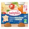 Babybio Repas Soir Pot Carotte Tomate Pâtes +8m Bio 2 x 200g